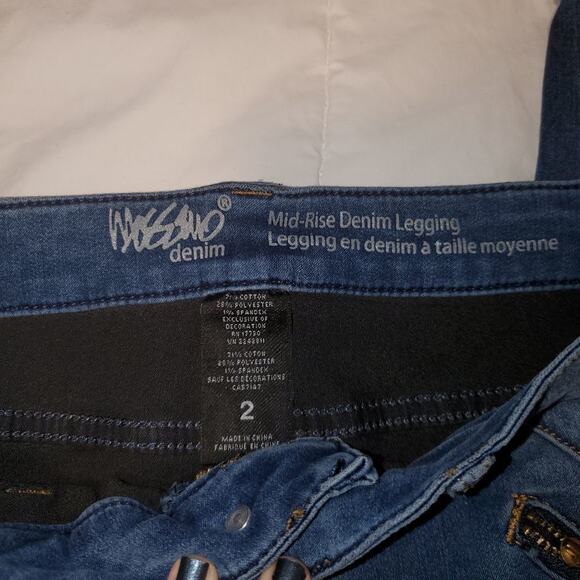 Mossimo denim size 2 mid-rise denim leggings accent zippers - Picture 7 of 12